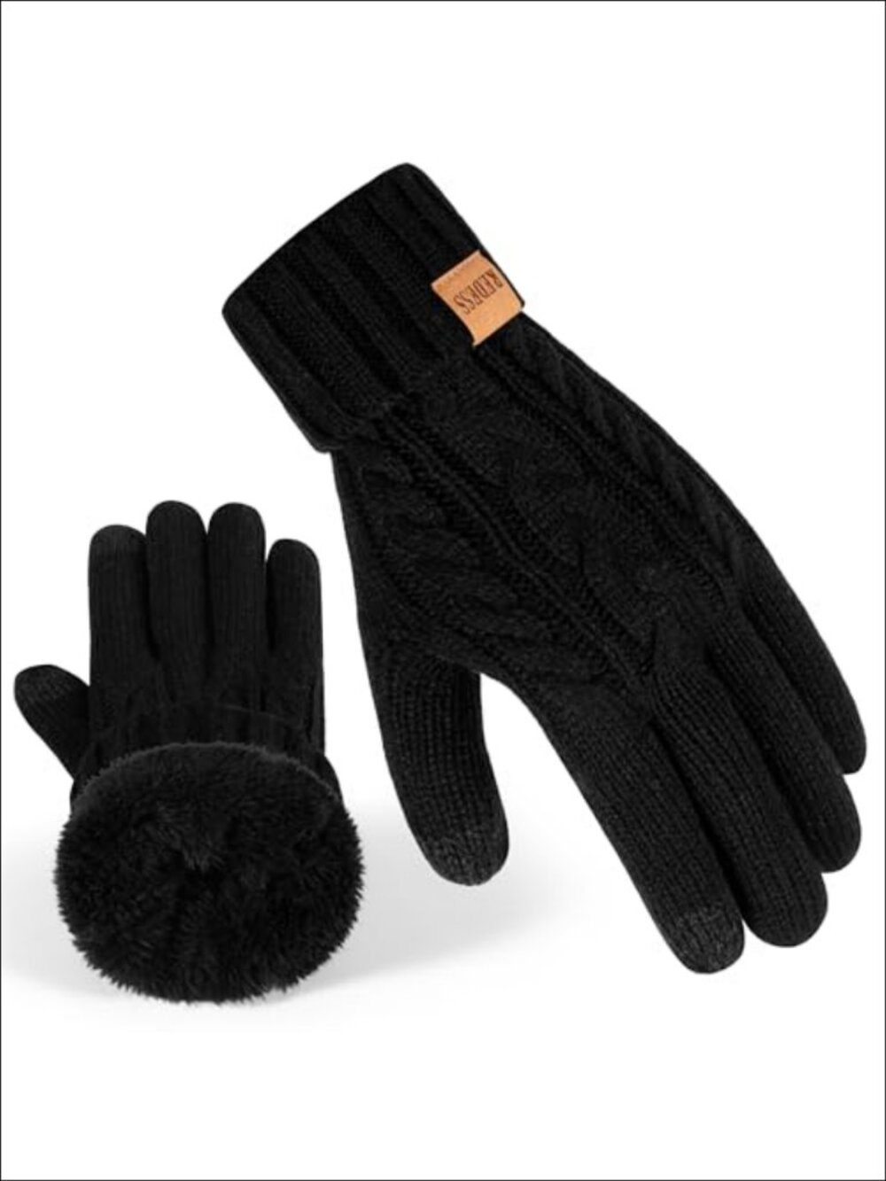 Winter Thermal Knit Fleece Lined Touchscreen Gloves for Cold Weather